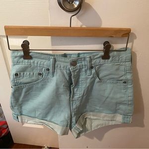 Levi's Seafoam Green 501 Mid Rise Jean Shorts - size 27